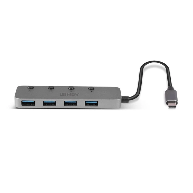 Alt view image 3 of 5 - LINDY 43383 4-Port USB 3.2 Gen1 Hub with On/Off Switches