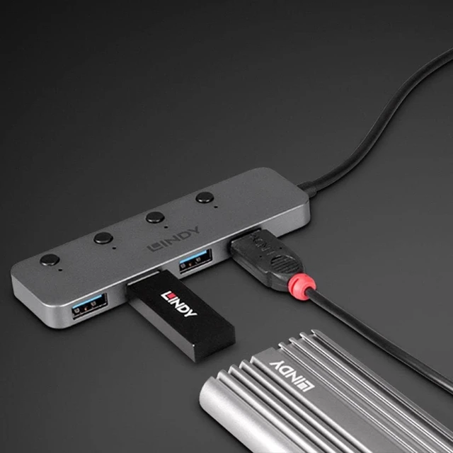 Alt view image 5 of 5 - LINDY 43383 4-Port USB 3.2 Gen1 Hub with On/Off Switches