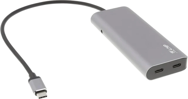 Alt view image 2 of 6 - USB-C hub, USB-A (4) and USB-C (3) 7-port hub, charging function (BC1.2), external power supply (36W), space grey