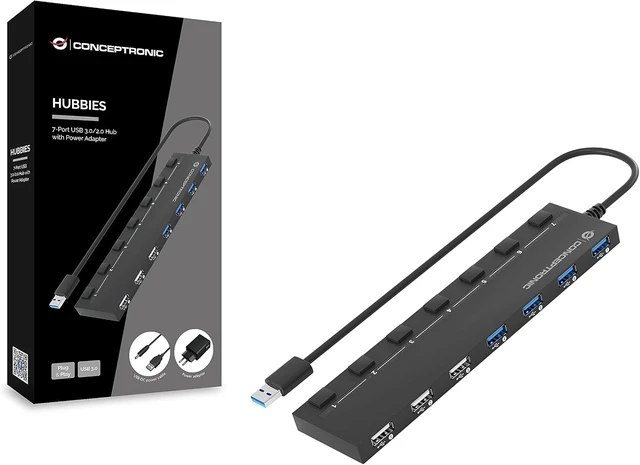 Alt view image 3 of 3 - Hub Conceptronic USB 2.0-3.0 7 P Con Inter. Y Alim