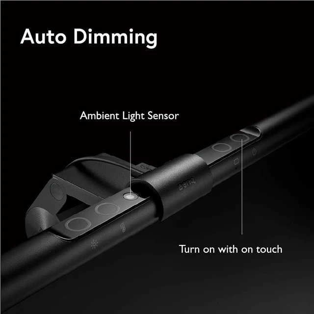 Alt view image 3 of 7 - BenQ Screenbar E-Reading LED Computer Monitor Light Lamp with Auto-Dimming and Hue Adjustment Features, Matte Black USB Powered Office Lamp (ScreenBar_Black) Complements with Backlight/RGB setups
