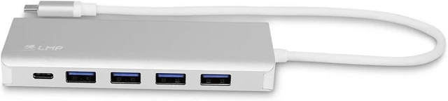 Alt view image 2 of 6 - LMP USB-C HUB 7 Port USB-A (4) & USB-C (3) hub with, W126339993 ((4) & USB-C (3) hub with External Power Supply (36W) - Silver - 2 pin EU Wall Charger P/N 22700KEY)
