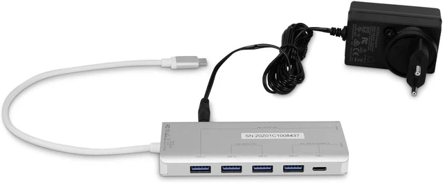 Alt view image 4 of 6 - LMP USB-C HUB 7 Port USB-A (4) & USB-C (3) hub with, W126339993 ((4) & USB-C (3) hub with External Power Supply (36W) - Silver - 2 pin EU Wall Charger P/N 22700KEY)