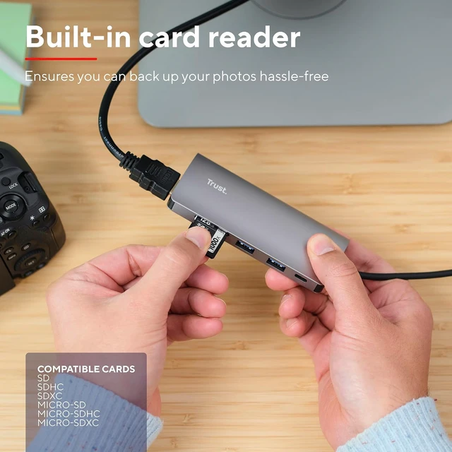 Alt view image 4 of 7 - Trust Dalyx 7-in-1 USB-C Multi-Port Adapter, HDR and HDMI 1.4 (4k 30Hz)