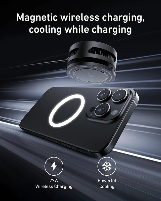Alt view image 4 of 5 - TELESIN Magnetic Phone Cooler for Gaming and Live Streaming - Fits Neck Phone Mount - Phone Cooling Fan Portable Phones Radiator for MagSafe - Supports Wireless Charging for iPhone/Android