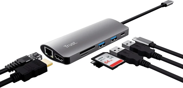 Alt view image 7 of 7 - Trust Dalyx 7-in-1 USB-C Multi-Port Adapter, HDR and HDMI 1.4 (4k 30Hz)