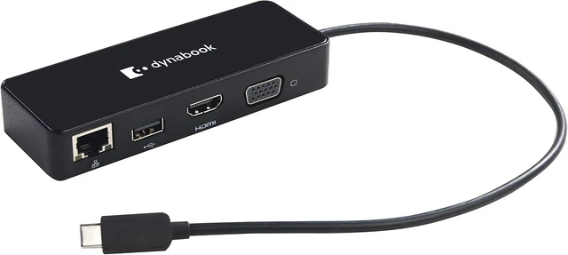 Main image of dynabook USB C Travel Adapter, 5-in-1 USB C Adapter 1 x HDMI, 1 x VGA, 1 x USB 3.0 Port, 1GB LAN, 1 x USB C Port