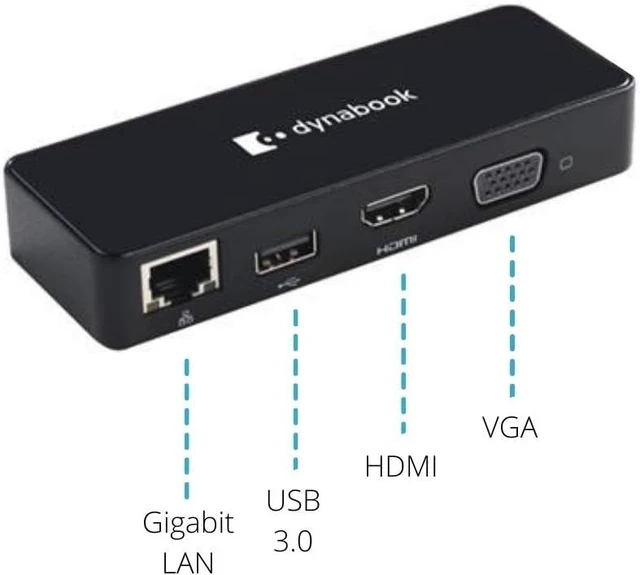 Alt view image 2 of 6 - dynabook USB C Travel Adapter, 5-in-1 USB C Adapter 1 x HDMI, 1 x VGA, 1 x USB 3.0 Port, 1GB LAN, 1 x USB C Port