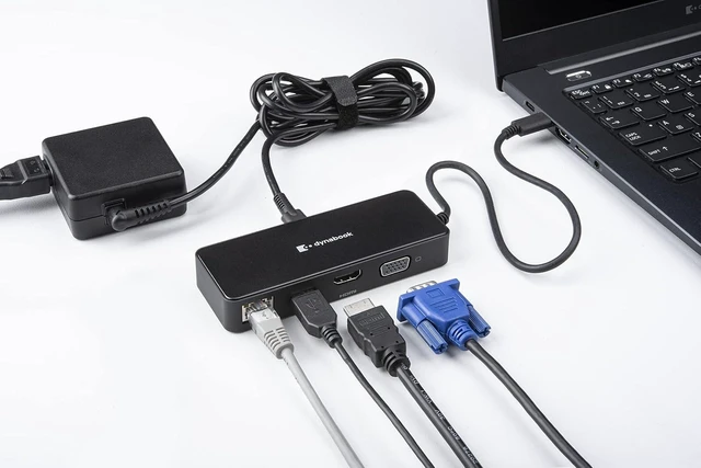 Alt view image 3 of 6 - dynabook USB C Travel Adapter, 5-in-1 USB C Adapter 1 x HDMI, 1 x VGA, 1 x USB 3.0 Port, 1GB LAN, 1 x USB C Port