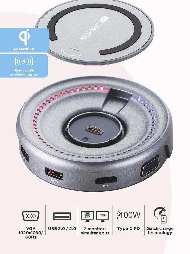 Alt view image 4 of 7 - USB Type C Hub Multi Port CANYON 6 Different Ports + Induction Charging