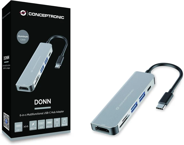 Alt view image 2 of 4 - Conceptronic USB 3.2 Interface Hub, Multicoloured, One Size (DONN02G)