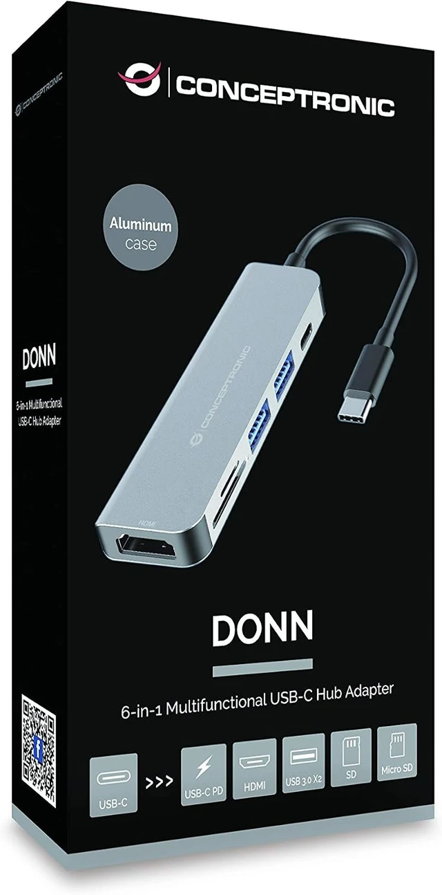 Alt view image 3 of 4 - Conceptronic USB 3.2 Interface Hub, Multicoloured, One Size (DONN02G)