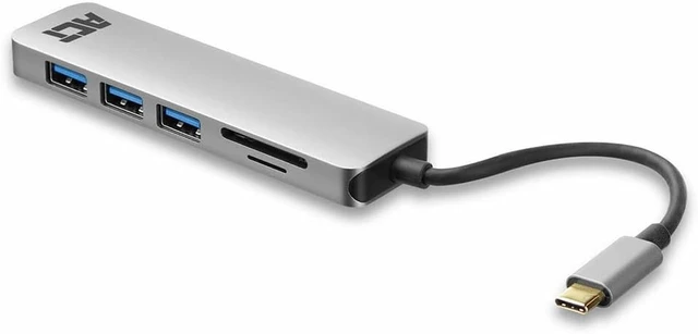 Alt view image 4 of 7 - ACT AC7050 USB C Hub 6 in 1, 3-Port USB 3.0, USB Type C 55W PD Power Supply, SD/TF Card Reader, with Premium Aluminum Casing