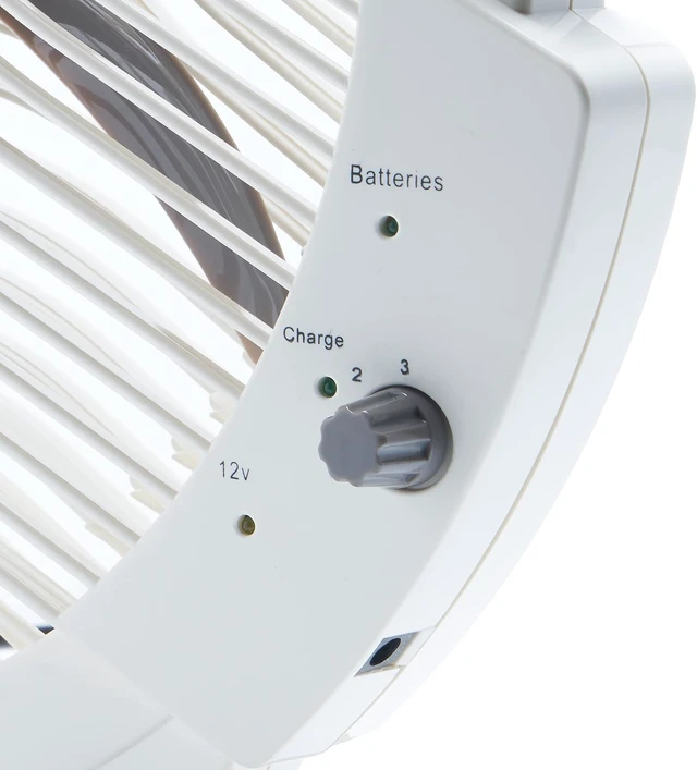 Alt view image 3 of 7 - Extreme Max 1229.4089 Rechargeable AC/DC 12 Volt Box Fan with Lithium Battery for RV, Camping, Travel 12", White