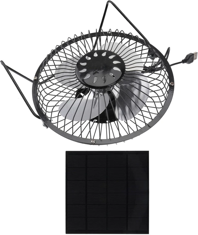 Main image of YARNOW Solar Powered USB Mini Cooling Desktop Fan Portable and Quiet USB Office Fan for Home Office and Summer Use, Black Plastic Material Suitable for Rv and Touring Car