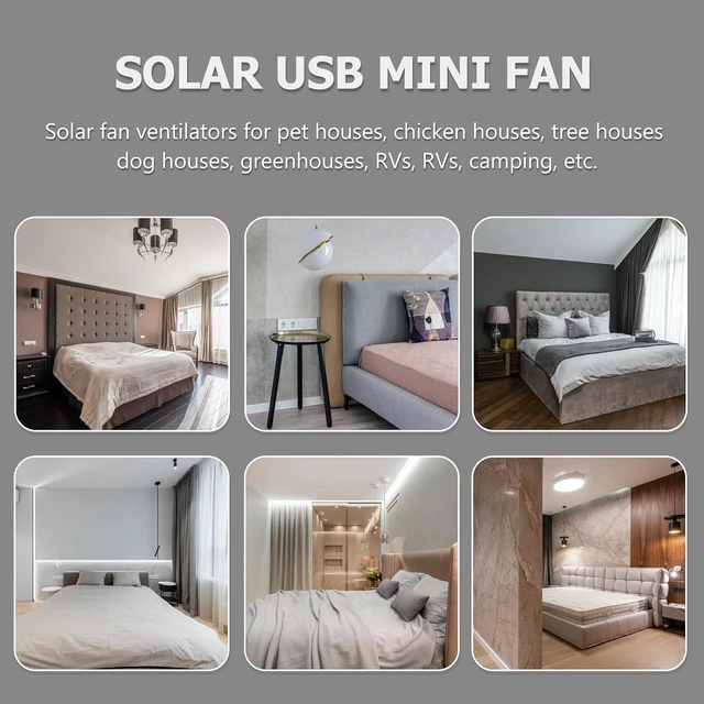 Alt view image 5 of 7 - YARNOW Solar Powered USB Mini Cooling Desktop Fan Portable and Quiet USB Office Fan for Home Office and Summer Use, Black Plastic Material Suitable for Rv and Touring Car