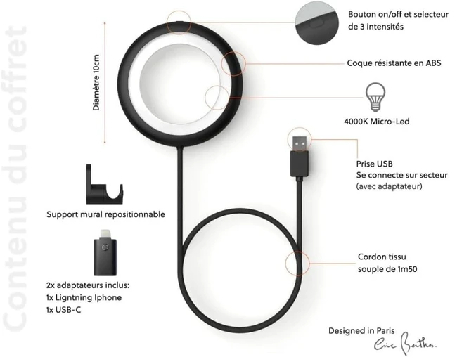 Alt view image 4 of 7 - Bily Portable and Compact LED Reading Light with 3 Brightness Levels, Works Without Batteries or Batteries, Ideal for Reading, Knitting, Travelling