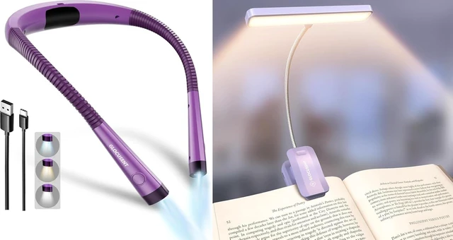 Main image of Glocusent Dual Lighting Set: Clip-On Shadow-Free Lamp + Hands-Free Neck Light Perfect for Bed Reading, Travel, Crafting & More. Double the Light