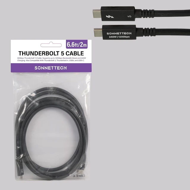 Alt view image 7 of 7 - Sonnet Thunderbolt 5 Cable 6.6ft 2m 80Gbps 240W 8K USB4 Intel Certified Mac