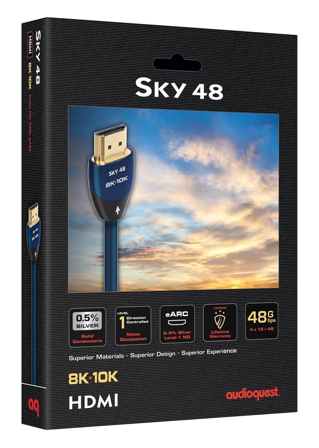Alt view image 4 of 7 - AudioQuest Sky 48 2.1 HDMI Cable - 8K/10K Ultra HD, Gaming, High-Speed, 48Gbps, HDR, eARC