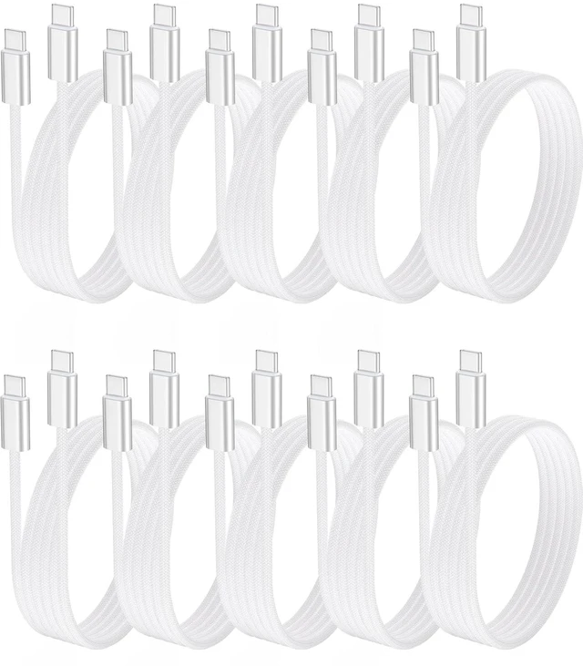 Main image of 240W USB C to USB C Cable 3 FT 10-Pack,Braided Type C Fast Charing Cord