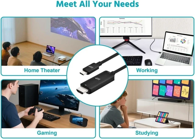 Alt view image 5 of 6 - Monoprice USB-C to HDMI 2.1 Active Cable - 8K60Hz Ultra High-Speed 10ft Black