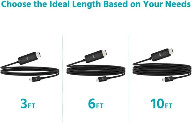 Alt view image 6 of 6 - Monoprice USB-C to HDMI 2.1 Active Cable - 8K60Hz Ultra High-Speed 10ft Black
