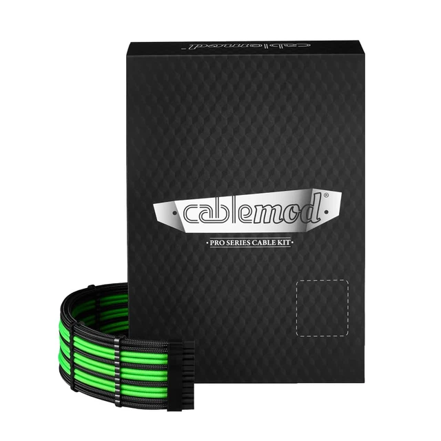 Main image of CableMod Pro ModMesh Sleeved Dual 12V-2x6 Cable Kit for EVGA (Blk + Lt Grn)
