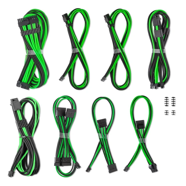 Alt view image 4 of 4 - CableMod Pro ModMesh Sleeved Dual 12V-2x6 Cable Kit for EVGA (Blk + Lt Grn)