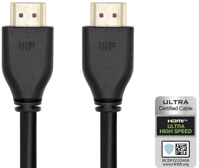 Main image of Monoprice 8K Certified Ultra High Speed HDMI 2.1 Cable - Up to 8K@60Hz, CL2 Rated, 48Gbps, 20 Feet, Black