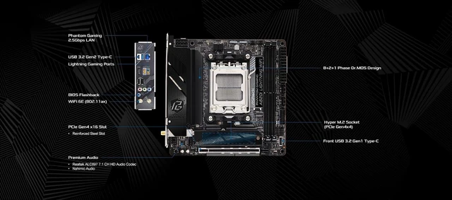 Alt view image 3 of 7 - ASRock 620I LIGHTNING WIFI AM5 Ryzen7000 AMD A620 SATA 6Gb/s Mini-ITX Dual, (90-MXBMN0-A0UAYZ)