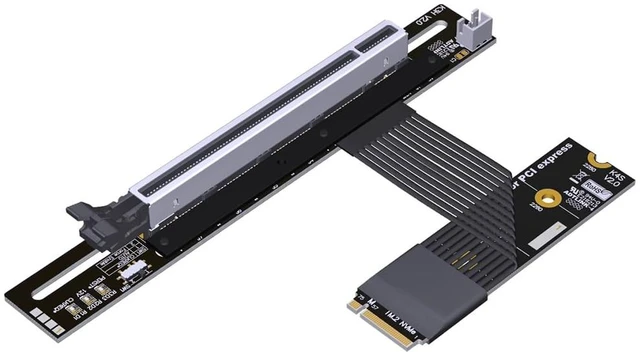 Main image of JMT ADT-K43S M.2 NGFF NVMe to PCIe 5.0 x16 Extension Cable 128 Gbps GEN5 with Power Cord for STX Motherboard Graphics Card (15CM,K43SH-BK-5.0)
