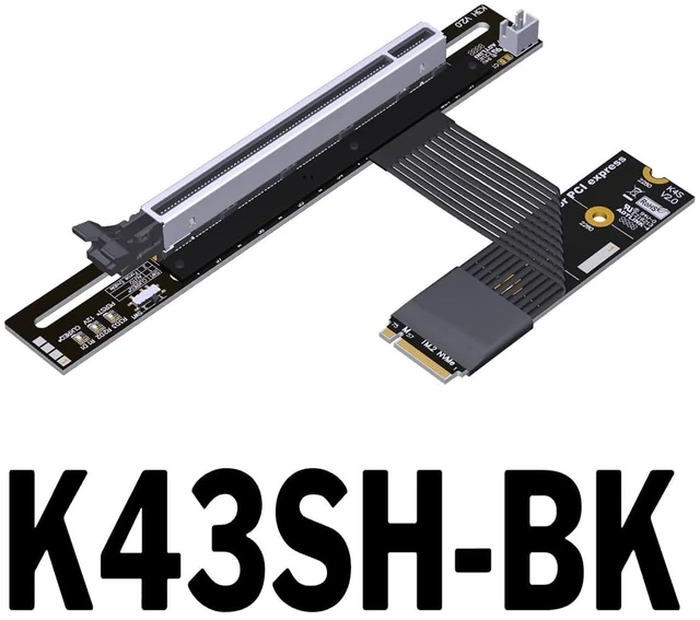 Alt view image 2 of 7 - JMT ADT-K43S M.2 NGFF NVMe to PCIe 5.0 x16 Extension Cable 128 Gbps GEN5 with Power Cord for STX Motherboard Graphics Card (15CM,K43SH-BK-5.0)
