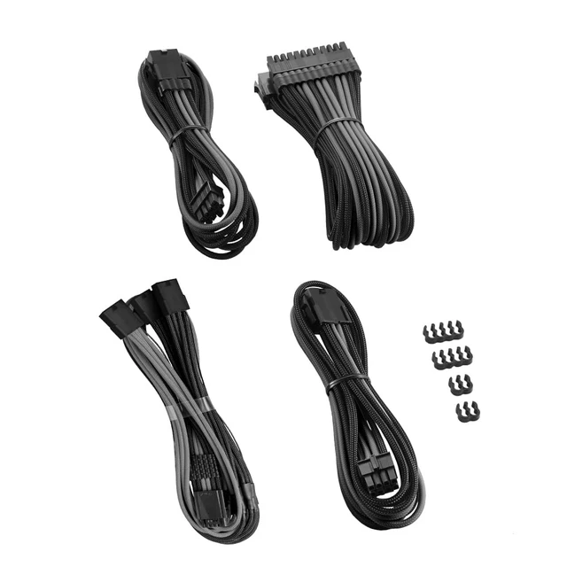 Alt view image 2 of 4 - CableMod Pro ModFlex Sleeved 12V-2x6 PCIe Extension Kit (Blk+Silver, 3x8p)
