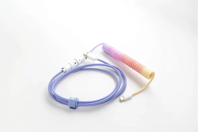 Alt view image 2 of 6 - Ducky Keyboard Coiled Cable V2: Type-C, 5-pin Aviation Plug Terminal, Insulation Resistance, Voltage Withstand, Flame Retardant, PET Nylon Shrink Film, Afterglow Color
