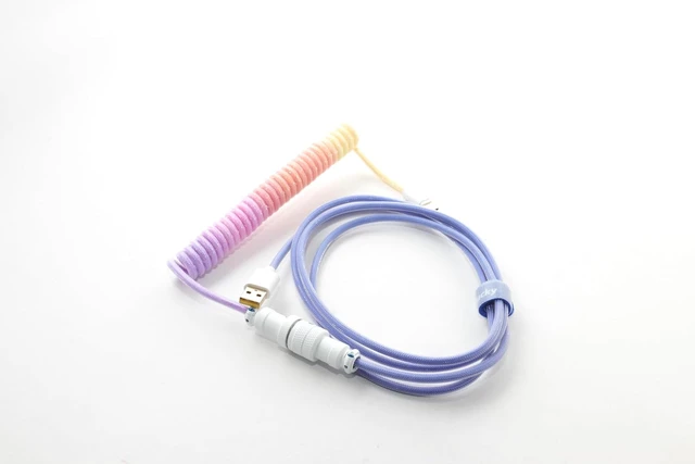 Alt view image 3 of 6 - Ducky Keyboard Coiled Cable V2: Type-C, 5-pin Aviation Plug Terminal, Insulation Resistance, Voltage Withstand, Flame Retardant, PET Nylon Shrink Film, Afterglow Color