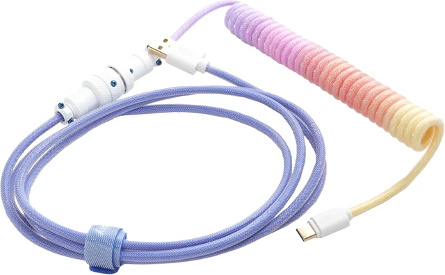 Alt view image 5 of 6 - Ducky Keyboard Coiled Cable V2: Type-C, 5-pin Aviation Plug Terminal, Insulation Resistance, Voltage Withstand, Flame Retardant, PET Nylon Shrink Film, Afterglow Color
