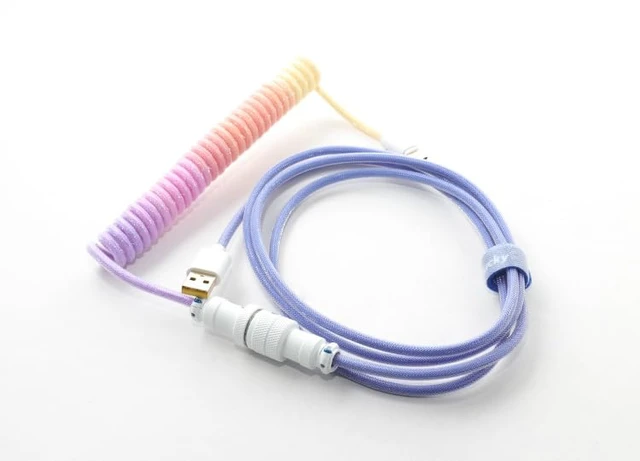 Alt view image 6 of 6 - Ducky Keyboard Coiled Cable V2: Type-C, 5-pin Aviation Plug Terminal, Insulation Resistance, Voltage Withstand, Flame Retardant, PET Nylon Shrink Film, Afterglow Color