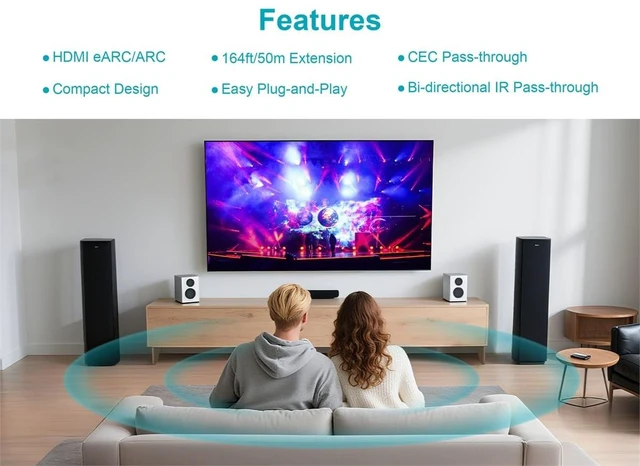 Alt view image 5 of 6 - Monoprice HDMI eARC Audio Extender Over Cat5e/6/6A up to 50m