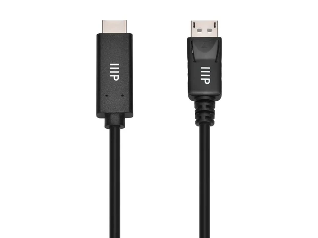 Alt view image 2 of 6 - Monoprice DisplayPort 1.4 Cable to 8K HDMI - 8K@60Hz, Up to 32.4Gbps Bandwidth, 32AWG, 10 Feet, Black