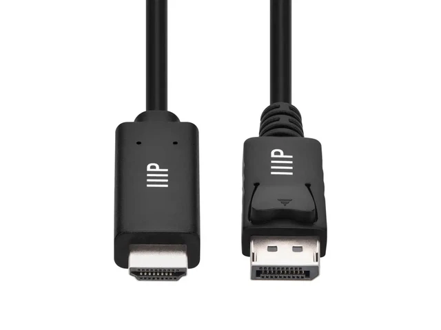 Alt view image 5 of 6 - Monoprice DisplayPort 1.4 Cable to 8K HDMI - 8K@60Hz, Up to 32.4Gbps Bandwidth, 32AWG, 10 Feet, Black