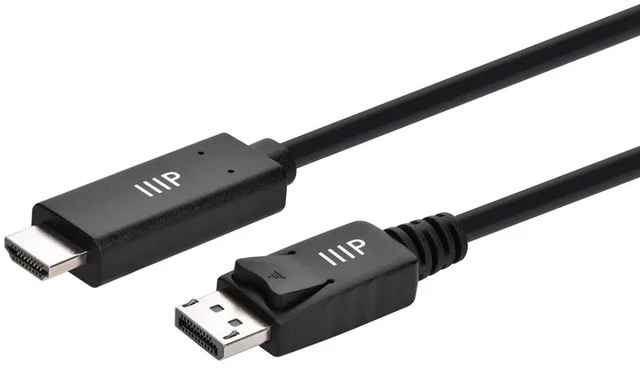 Main image of Monoprice DisplayPort 1.4 Cable to 8K HDMI - 8K@60Hz, Up to 32.4Gbps Bandwidth, 32AWG, 10 Feet, Black