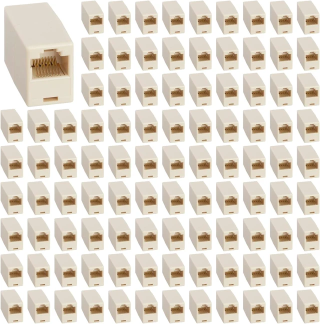 Main image of Cmple - RJ45 Couplers Cat5e Inline Coupler RJ-45 Female to Female Adapter 8P8C Extension LAN Connector Straight Splice for Ethernet Cable - Beige - Pack of 100