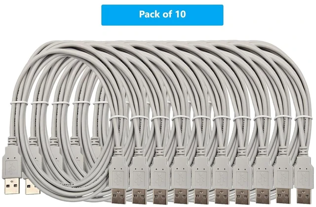 Alt view image 2 of 5 - MICRO CONNECTORS 10 Feet USB 2.0 USB-A to USB-A M/M Cable 10-Pack (E07-124-10P)