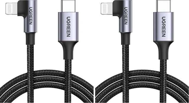 Main image of UGREEN MFi Certification Lightning Cable - 90 Degree USB C to Lightning Cable 3FT Compatible with iPhone 14/14 Pro/14 Pro Max, iPhone 13/12/11/X/XR/XS/8 Series, iPad, AirPods Pro (Pack of 2)