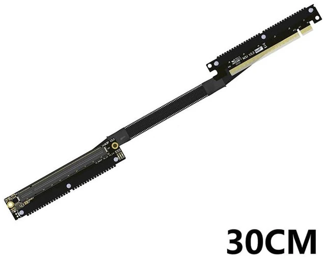 Alt view image 3 of 7 - JMT ADT-M33 PCIe4.0 x16 256Gbps GPU Extension Cable Dual Reverse Right Left Bend 30cm Compatible with Chassis A4 ITX RTX 4090 RX7900xt (M33JP-RR Dual Right-Bent)