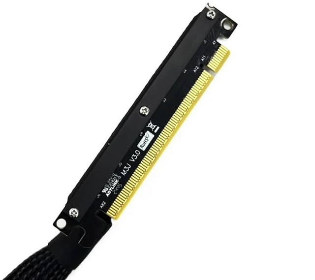 Alt view image 6 of 7 - JMT ADT-M33 PCIe4.0 x16 256Gbps GPU Extension Cable Dual Reverse Right Left Bend 30cm Compatible with Chassis A4 ITX RTX 4090 RX7900xt (M33JP-RR Dual Right-Bent)