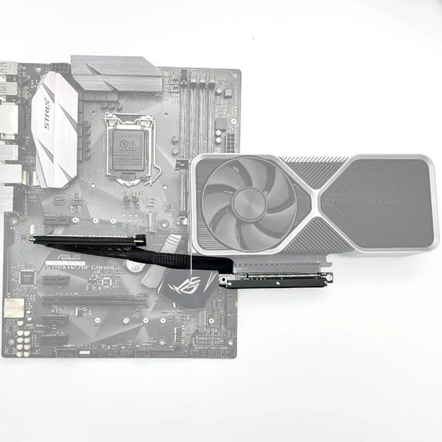 Alt view image 7 of 7 - JMT ADT-M33 PCIe4.0 x16 256Gbps GPU Extension Cable Dual Reverse Right Left Bend 30cm Compatible with Chassis A4 ITX RTX 4090 RX7900xt (M33JP-RR Dual Right-Bent)
