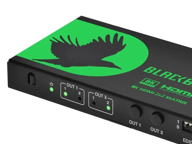 Alt view image 3 of 6 - Monoprice 2x2 HDMI Matrix with Audio Extraction, 8K@60Hz, 4K@120Hz, 40Gbps, HDMI 2.1, HDCP 2.3, HDR10+ and Dolby Vision, for HDTV, Xbox, PS5/4/3, Blu-Ray Player, Fire TV, Roku - Blackbird Series
