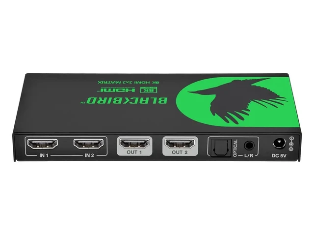 Alt view image 5 of 6 - Monoprice 2x2 HDMI Matrix with Audio Extraction, 8K@60Hz, 4K@120Hz, 40Gbps, HDMI 2.1, HDCP 2.3, HDR10+ and Dolby Vision, for HDTV, Xbox, PS5/4/3, Blu-Ray Player, Fire TV, Roku - Blackbird Series